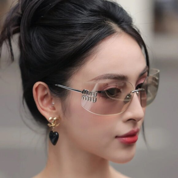 Miu Miu MU54YS 1BC10F BRAND NEW Sunglasses Silver Gold Mirror Wraparound… main image 8